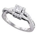 14kt White Gold Women's Princess Diamond Princess Bridal Wedding Engagement Ring 1/2 Cttw - FREE Shipping (USA/CAN)-Gold & Diamond Engagement & Anniversary Rings-5-JadeMoghul Inc.