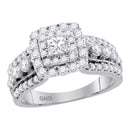 14kt White Gold Women's Princess Diamond Princess EGL Bridal Wedding Engagement Ring 1-1/3 Cttw - FREE Shipping (US/CAN)-Gold & Diamond Engagement & Anniversary Rings-5-JadeMoghul Inc.