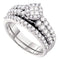 14kt White Gold Womens Princess Diamond Soleil Bridal Wedding Engagement Ring Band Set 1-1-20 Cttw-Gold & Diamond Wedding Ring Sets-JadeMoghul Inc.