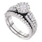 14kt White Gold Womens Princess Diamond Soleil Bridal Wedding Engagement Ring Band Set 1-1-5 Cttw-Gold & Diamond Wedding Ring Sets-JadeMoghul Inc.