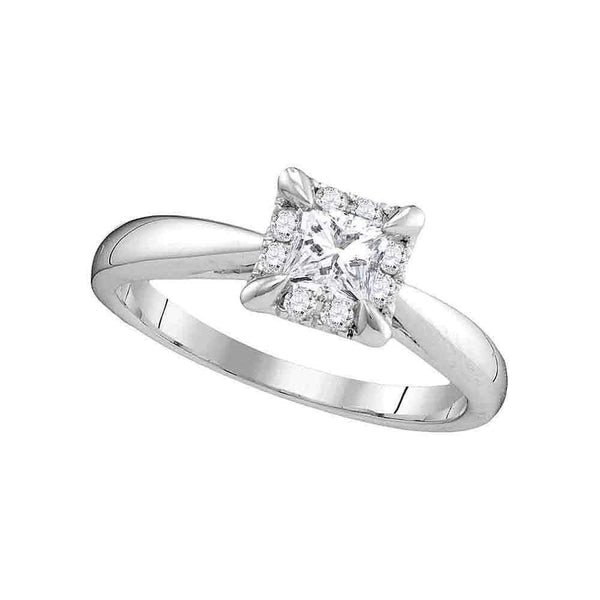 14kt White Gold Women's Princess Diamond Solitaire Bridal Wedding Engagement Ring 1/2 Cttw - FREE Shipping (US/CAN)-Gold & Diamond Promise Rings-5-JadeMoghul Inc.