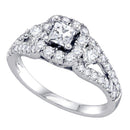 14kt White Gold Women's Princess Diamond Solitaire Halo Bridal Wedding Engagement Ring 1-1/4-Gold & Diamond Engagement & Anniversary Rings-5-JadeMoghul Inc.