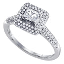 14kt White Gold Women's Princess Diamond Solitaire Halo Bridal Wedding Engagement Ring 3-8 Cttw - FREE Shipping (US/CAN)-Gold & Diamond Engagement & Anniversary Rings-JadeMoghul Inc.