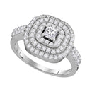 14kt White Gold Women's Princess Diamond Solitaire Triple Halo Bridal Wedding Engagement Ring 1.00 Cttw - FREE Shipping (US/CAN)-Gold & Diamond Engagement & Anniversary Rings-6-JadeMoghul Inc.
