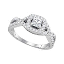 14kt White Gold Women's Princess Diamond Solitaire Twist Bridal Wedding Engagement Ring 1.00 Cttw - FREE Shipping (US/CAN)-Gold & Diamond Engagement & Anniversary Rings-6-JadeMoghul Inc.