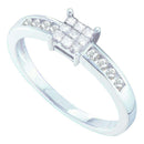 14kt White Gold Women's Princess Diamond Square Cluster Ring 1/4 Cttw - FREE Shipping (US/CAN)-Gold & Diamond Fashion Rings-5-JadeMoghul Inc.