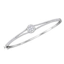14kt White Gold Women's Princess & Round Diamond Soleil Bangle Bracelet 1.00 Cttw - FREE Shipping (US/CAN)-Gold & Diamond Bracelets-JadeMoghul Inc.