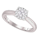 14kt White Gold Women's Princess Round Diamond Soleil Cluster Bridal Wedding Engagement Ring 1/4 Cttw - FREE Shipping (US/CAN)-Gold & Diamond Engagement & Anniversary Rings-6-JadeMoghul Inc.
