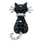 14kt White Gold Women's Round Black Color Enhanced Diamond Animal Kitty Cat Feline Pendant 1-3 Cttw - FREE Shipping (US/CAN)-Pendants And Necklaces-JadeMoghul Inc.