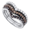 14kt White Gold Women's Round Black Color Enhanced Diamond Chevron Stackable 3-piece Band Ring 1.00 Cttw - FREE Shipping (US/CAN)-Gold & Diamond Rings-6-JadeMoghul Inc.