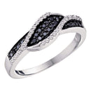 14kt White Gold Women's Round Black Color Enhanced Diamond Crossover Band 1/4 Cttw - FREE Shipping (US/CAN)-Gold & Diamond Bands-5-JadeMoghul Inc.