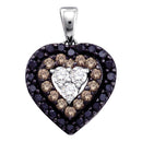 14kt White Gold Women's Round Black Color Enhanced Diamond Heart Love Pendant 1-2 Cttw - FREE Shipping (US/CAN)-Gold & Diamond Pendants & Necklaces-JadeMoghul Inc.
