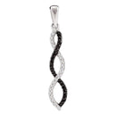 14kt White Gold Women's Round Black Color Enhanced Diamond Infinity Pendant 1-8 Cttw - FREE Shipping (US/CAN)-Gold & Diamond Pendants & Necklaces-JadeMoghul Inc.