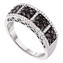 14kt White Gold Women's Round Black Color Enhanced Diamond Symmetrical Band 1/2 Cttw - FREE Shipping (US/CAN)-Gold & Diamond Bands-5-JadeMoghul Inc.