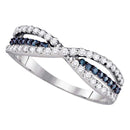 14kt White Gold Women's Round Blue Color Enhanced Diamond Band Ring 1/2 Cttw - FREE Shipping (US/CAN)-Gold & Diamond Bands-5-JadeMoghul Inc.