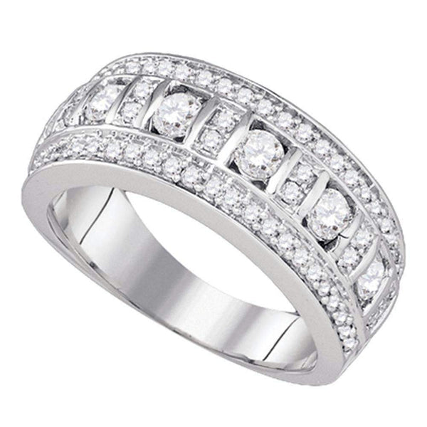 14kt White Gold Women's Round Channel-set Diamond Triple Row Band 1.00 Cttw - FREE Shipping (US/CAN)-Gold & Diamond Bands-6-JadeMoghul Inc.