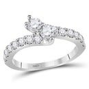 14kt White Gold Women's Round Diamond 2-stone Bypass Bridal Wedding Engagement Ring 1.00 Cttw - FREE Shipping (US/CAN)-Gold & Diamond Engagement & Anniversary Rings-5.5-JadeMoghul Inc.