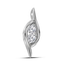 14kt White Gold Women's Round Diamond 2-stone Hearts Together Pendant 1-4 Cttw - FREE Shipping (US/CAN)-Gold & Diamond Pendants & Necklaces-JadeMoghul Inc.