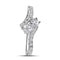 14kt White Gold Women's Round Diamond 2-stone Hearts Together Pendant 1-4 Cttw - FREE Shipping (US/CAN)-Pendants And Necklaces-JadeMoghul Inc.