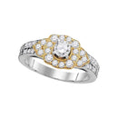 14kt White Gold Women's Round Diamond 2-tone Bridal Wedding Engagement Ring 1.00 Cttw - FREE Shipping (US/CAN)-Gold & Diamond Engagement & Anniversary Rings-8.5-JadeMoghul Inc.
