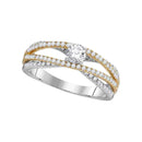 14kt White Gold Women's Round Diamond 2-tone Bridal Wedding Engagement Ring 3/4 Cttw - FREE Shipping (US/CAN)-Gold & Diamond Engagement & Anniversary Rings-6-JadeMoghul Inc.