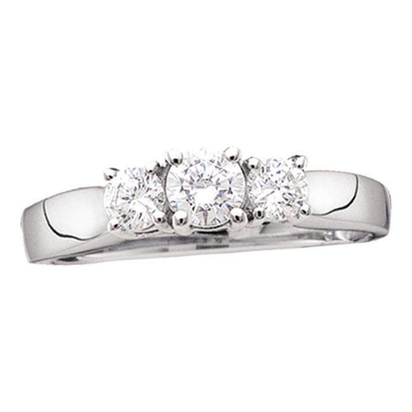 14kt White Gold Womens Round Diamond 3-stone Bridal Wedding Engagement Ring 1-1/2 Cttw-Gold & Diamond Engagement & Anniversary Rings-8.5-JadeMoghul Inc.