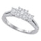 14kt White Gold Womens Round Diamond 3-stone Bridal Wedding Engagement Ring 1-2 Cttw-Gold & Diamond Engagement & Anniversary Rings-JadeMoghul Inc.
