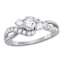 14kt White Gold Women's Round Diamond 3-stone Bridal Wedding Engagement Ring 7/8 Cttw - FREE Shipping (US/CAN) (Certified)-Gold & Diamond Engagement & Anniversary Rings-5-JadeMoghul Inc.