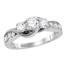 14kt White Gold Women's Round Diamond 3-stone Milgrain Bridal Wedding Engagement Ring 1.00 Cttw - FREE Shipping (US/CAN)-Gold & Diamond Engagement & Anniversary Rings-5-JadeMoghul Inc.