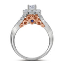 14kt White Gold Women's Round Diamond Bellissimo Halo Bridal Wedding Engagement Ring Band Set 1.00 Cttw - FREE Shipping (US/CAN)-Gold & Diamond Wedding Ring Sets-5-JadeMoghul Inc.