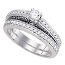 14kt White Gold Women's Round Diamond Bridal Wedding Engagement Ring Band Set 1.00 Cttw - FREE Shipping (US/CAN)-Gold & Diamond Wedding Ring Sets-5-JadeMoghul Inc.