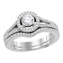 14kt White Gold Womens Round Diamond Bridal Wedding Engagement Ring Band Set 1.00 Cttw-Gold & Diamond Wedding Ring Sets-JadeMoghul Inc.