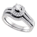 14kt White Gold Women's Round Diamond Bridal Wedding Engagement Ring Band Set 1/2 Cttw - FREE Shipping (US/CAN)-Gold & Diamond Wedding Ring Sets-5-JadeMoghul Inc.