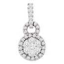 14kt White Gold Women's Round Diamond Circle Frame Flower Cluster Pendant 1-2 Cttw - FREE Shipping (US/CAN)-Gold & Diamond Pendants & Necklaces-JadeMoghul Inc.