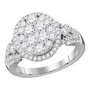 14kt White Gold Women's Round Diamond Cluster Bridal Wedding Engagement Ring 1-1/2 Cttw - FREE Shipping (US/CAN)-Gold & Diamond Engagement & Anniversary Rings-5-JadeMoghul Inc.