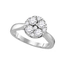 14kt White Gold Women's Round Diamond Cluster Bridal Wedding Engagement Ring 1.00 Cttw - FREE Shipping (US/CAN)-Gold & Diamond Engagement & Anniversary Rings-5-JadeMoghul Inc.