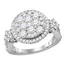 14kt White Gold Women's Round Diamond Cluster Bridal Wedding Engagement Ring 2.00 Cttw - FREE Shipping (US/CAN)-Gold & Diamond Engagement & Anniversary Rings-6.5-JadeMoghul Inc.