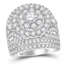 14kt White Gold Women's Round Diamond Cluster Halo Bridal Wedding Engagement Ring 5.00 Cttw - FREE Shipping (US/CAN)-Gold & Diamond Engagement & Anniversary Rings-5-JadeMoghul Inc.