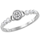 14kt White Gold Women's Round Diamond Cluster Stackable Band Ring 1/6 Cttw - FREE Shipping (US/CAN)-Gold & Diamond Rings-5-JadeMoghul Inc.