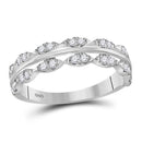 14kt White Gold Womens Round Diamond Contoured Symmetrical Band Ring 3-8 Cttw-Gold & Diamond Bands-JadeMoghul Inc.