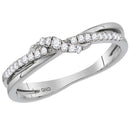 14kt White Gold Women's Round Diamond Crossover Stackable Band Ring 1/6 Cttw - FREE Shipping (US/CAN)-Gold & Diamond Rings-5-JadeMoghul Inc.