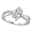14kt White Gold Women's Round Diamond Double Cluster Bridal Wedding Engagement Ring 1/3 Cttw - FREE Shipping (US/CAN)-Gold & Diamond Engagement & Anniversary Rings-5-JadeMoghul Inc.