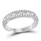 14kt White Gold Women's Round Diamond Double Row Band Ring 3-8 Cttw - FREE Shipping (US/CAN)-Gold & Diamond Bands-JadeMoghul Inc.