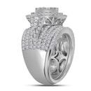 14kt White Gold Women's Round Diamond Flower Cluster Halo Bridal Wedding Engagement Ring Band Set 2-3-4 Cttw - FREE Shipping (US/CAN)-Gold & Diamond Wedding Ring Sets-JadeMoghul Inc.