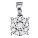 14kt White Gold Women's Round Diamond Flower Cluster Pendant 1-4 Cttw - FREE Shipping (US/CAN)-Gold & Diamond Pendants & Necklaces-JadeMoghul Inc.