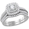 14kt White Gold Womens Round Diamond Halo Bridal Wedding Engagement Ring Band Set 1.00 Cttw-Gold & Diamond Wedding Ring Sets-6-JadeMoghul Inc.