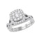 14kt White Gold Womens Round Diamond Halo Bridal Wedding Engagement Ring Band Set 1.00 Cttw-Gold & Diamond Wedding Ring Sets-JadeMoghul Inc.