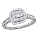 14kt White Gold Women's Round Diamond Halo Cluster Bridal Wedding Engagement Ring 5/8 Cttw - FREE Shipping (US/CAN)-Gold & Diamond Engagement & Anniversary Rings-5-JadeMoghul Inc.