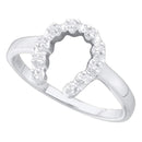 14kt White Gold Women's Round Diamond Simple Lucky Horseshoe Ring 1/20 Cttw - FREE Shipping (US/CAN)-Gold & Diamond Rings-5-JadeMoghul Inc.