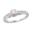 14kt White Gold Women's Round Diamond Solitaire Bridal Wedding Engagement Ring 1/3 Cttw - FREE Shipping (US/CAN)-Gold & Diamond Engagement & Anniversary Rings-5-JadeMoghul Inc.